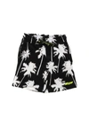Msgm Palm Print Bermuda In Black In Black
