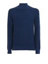 PAOLO FIORILLO BLUE TEXTURED WOOL TURTLENECK