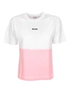 MSGM FADED WHITE AND PINK T-SHIRT