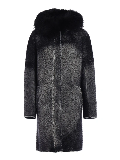 Avant-toi Fur Inserts Wool And Cashmere Parka In Black