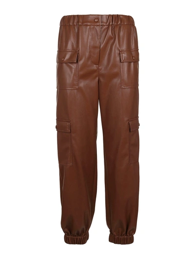 Msgm High-waisted Pocket-detail Trousers In Brown