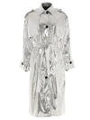 MSGM LAMINATED TRENCH COAT IN SILVER COLOR
