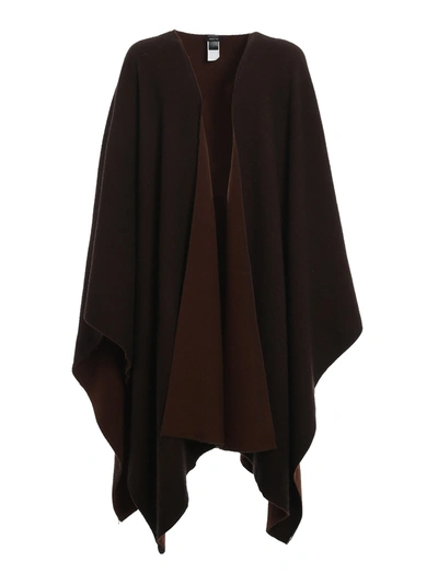 Avant-toi Merino Wool-cashmere Blend Poncho In Brown