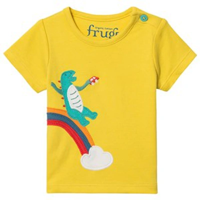 Frugi Babies' Sunflower Rainbow Dinosaur T-shirt In Yellow