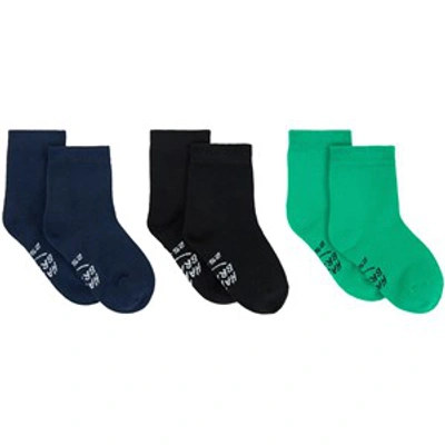 A Happy Brand Babies'  Pack Of 3 Green Navy And Black Socks