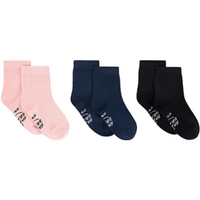 A Happy Brand Babies'  Pack Of 3 Pink Navy And Black Socks