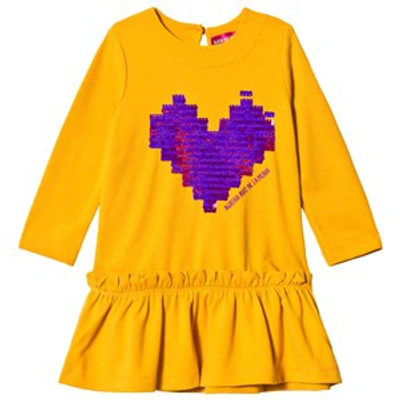 Agatha Ruiz De La Prada Babies' Yellow Embroidered Pixel Heart Dress