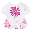 AGATHA RUIZ DE LA PRADA AGATHA RUIZ DE LA PRADA WHITE T-SHIRT WITH PINK FLOWR AND STRIPE FRILL BACK,7TS5129