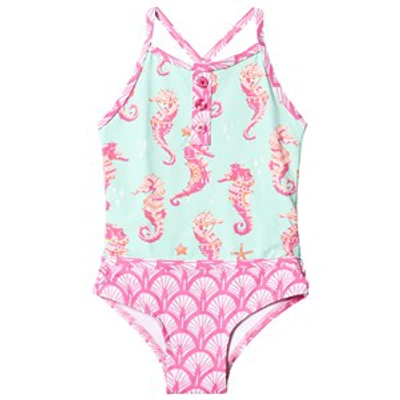 Hatley Babies'  Pink Fantastical Seahorses Swimsuit In Blue