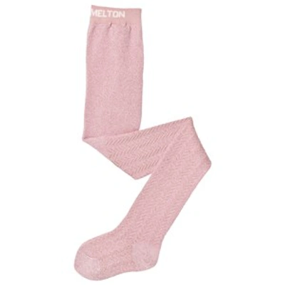 Melton Babies' Alt Rosa Glitter Structure Tights In Pink