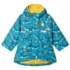 Frugi Blue Recycled Fibre Winter Coat In Whale Print In Blue