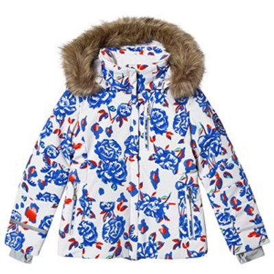 Poivre Blanc Kids' Blue Flower Print Stretch Ski Jacket