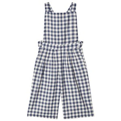 A Monday In Copenhagen Kids'  Indigo Check Bella Dungarees In Navy