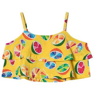 Agatha Ruiz De La Prada Babies' Yellow Tutti Frutti Print Frill Crop Top