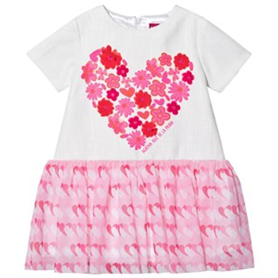 Agatha Ruiz De La Prada Babies' White And Pink Pretty In Pink Heart Print Dress