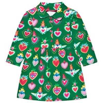 Agatha Ruiz De La Prada Kids'  Green Heart Print Button Up Dress