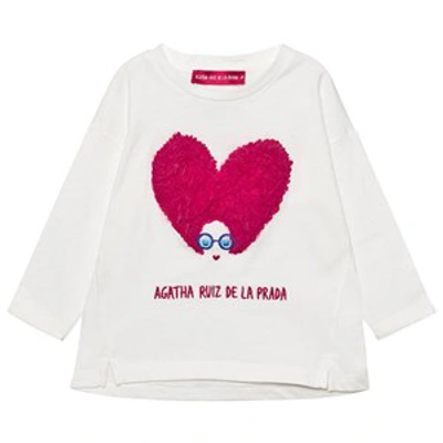 Agatha Ruiz De La Prada Kids'  Applique Heart Face T-shirt In White