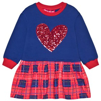 Agatha Ruiz De La Prada Kids'  Blue Sequin Heart And Check Sweat Dress In Red