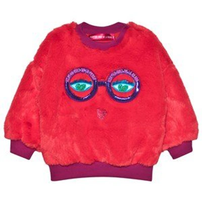 Agatha Ruiz De La Prada Kids'  Red Faux Fur Sequin Face Detail Jumper