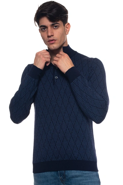 Andrea Fenzi Pullover With 4 Buttons In Blue