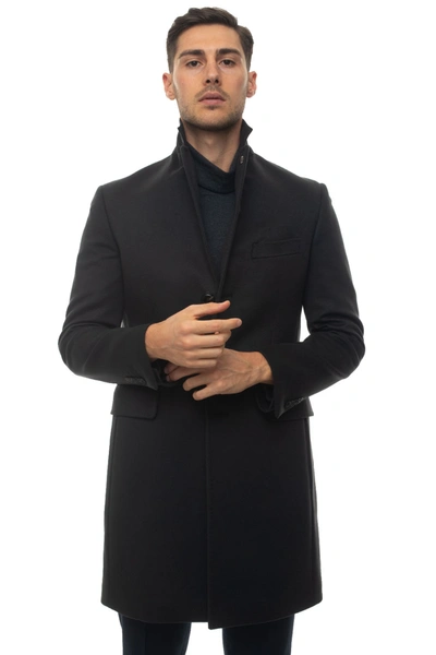 Angelo Nardelli Coat With 3 Buttons Black Wool Man