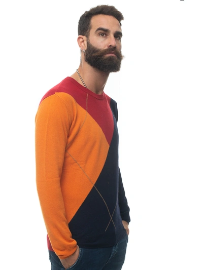 U.s. Polo Assn Round-necked Pullover Blu-arancio Wool Man