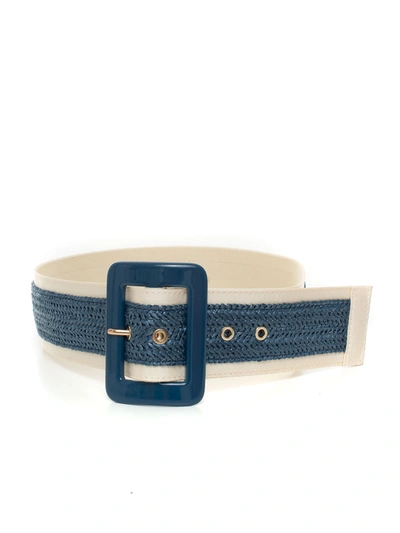 Pennyblack Semestre Flat Buckle Belt Blue Rafia Woman