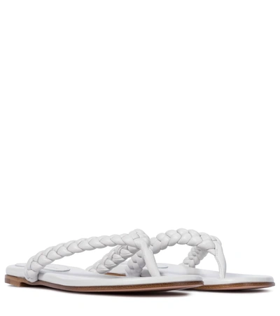 Gianvito Rossi Tropea Braided-leather Flip Flops In White