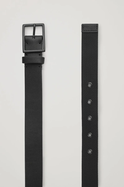 Cos Leather And Webbing Belt In Black