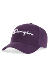 Champion Classic Script Baseball Cap In Purple Pebble