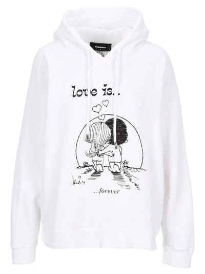 Dsquared2 Graphic-print Drawstring Hoodie In White