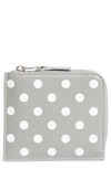 Comme Des Garçons Dot Print Half Zip Wallet In Grey