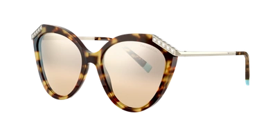 Tiffany & Co . Woman Sunglasses Tf4173b In Brown Gradient Silver Mirror