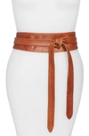 Ada Handmade Leather Wrap Belt In Cognac