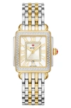 Michele Deco Madison Mid Two-tone Diamond-dial Watch In Gold/ Silver