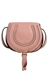 Chloé Marcie Small Saddle Crossbody Bag In Faded Rose