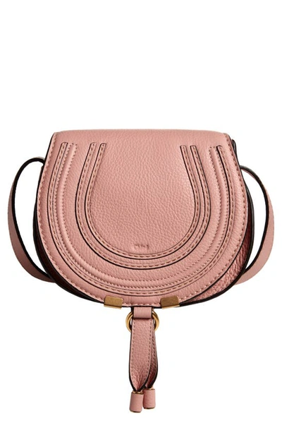 Chloé Marcie Small Saddle Crossbody Bag In Faded Rose