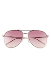 Longchamp Classic 59mm Gradient Aviator Sunglasses In Rose Gold/ Rose Gradient