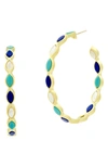 FREIDA ROTHMAN COLOR THEORY MARQUISE HOOP EARRINGS,YE020376B-M-14K