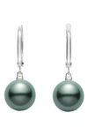 Mikimoto Black South Sea Cultured Pearl Hoop Earrings In White Gold