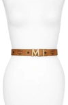 Mcm Visetos Cognac Claus Flat M Reversible Belt In Cognac