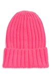 Rainbow Unicorn Birthday Surprise Freya Ribbed Beanie In Bright Pink