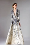 DIVINA BY EDWARD ARSOUNI LONG SLEEVE BROCADE EVENING GOWN,EA18FG0274-10