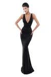 TARIK EDIZ DEEP V NECK RUGAN GOWN,TE19PG50483-8