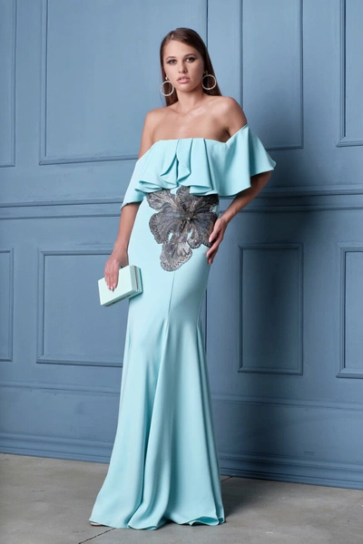 Alda Ciceu Embellished Off-shoulder Gown