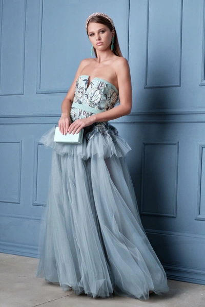 Alda Ciceu Strapless Peplum Gown