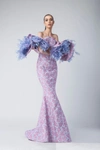 DIVINA BY EDWARD ARSOUNI FLORAL STRAPLESS TRUMPET EVENING GOWN,EA18SG0257-2