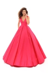 TARIK EDIZ DIZZY DEEP V-NECK BALL GOWN,TE20G0402-0F