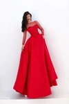 TARIK EDIZ DONNA SATIN LONG SLEEVE BALL GOWN,TE20G0679-0