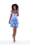 TARIK EDIZ EVELIN TIERED OFF SHOULDER DRESS,TE20D0602-4